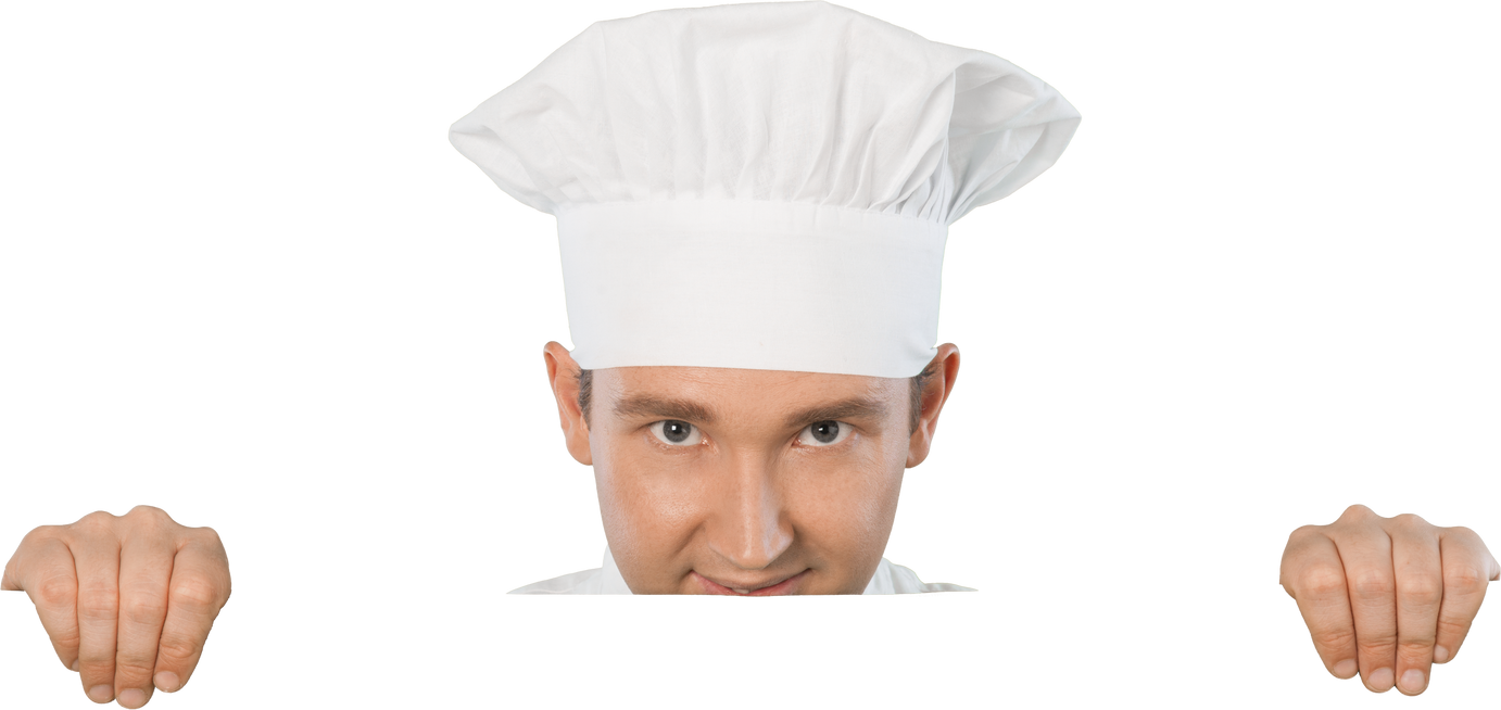 Chef Holding a Blank Sign